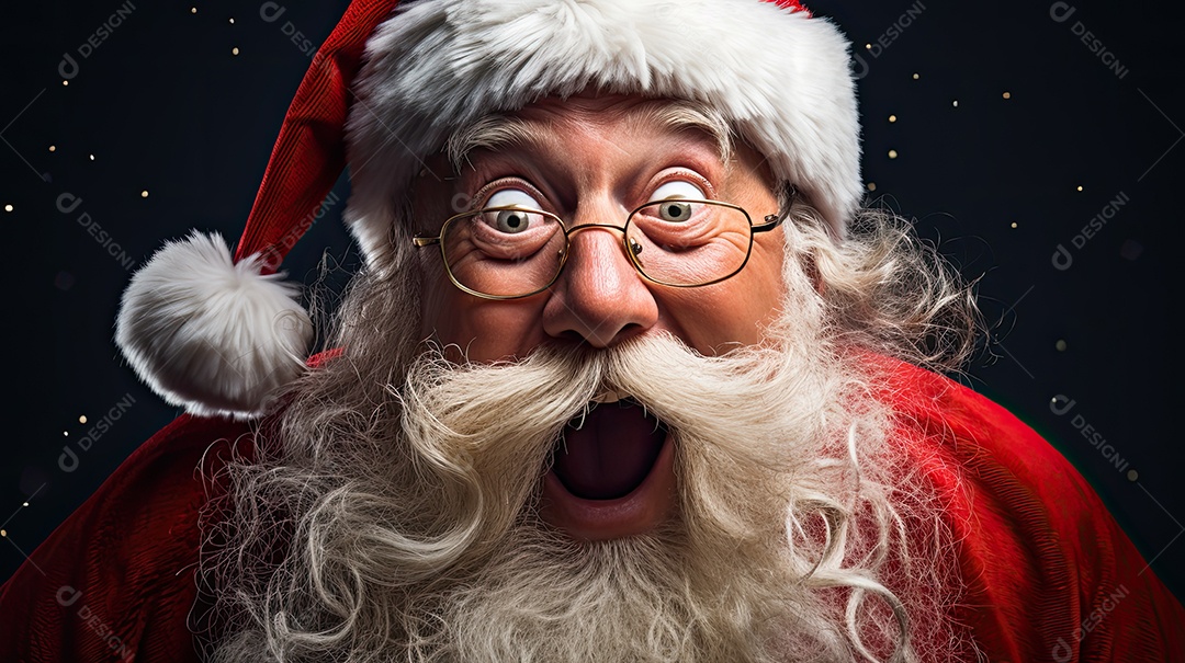 Um Papai Noel engraçado divertido e estranho fazendo uma careta