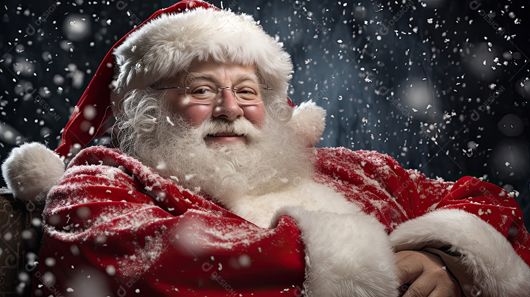 Um Papai Noel engraçado divertido e estranho fazendo uma careta