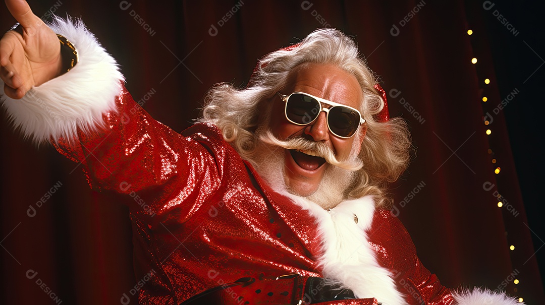 Um Papai Noel engraçado divertido e estranho fazendo uma careta