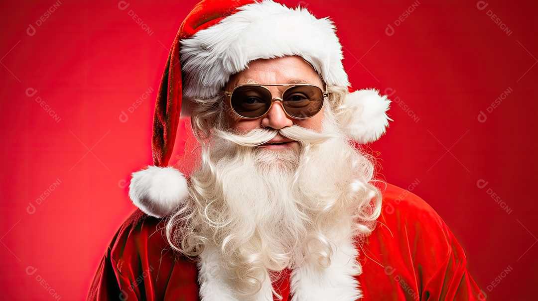 Um Papai Noel engraçado divertido e estranho fazendo uma careta