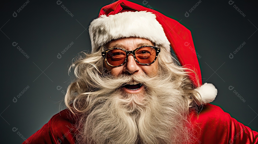 Um Papai Noel engraçado divertido e estranho fazendo uma careta