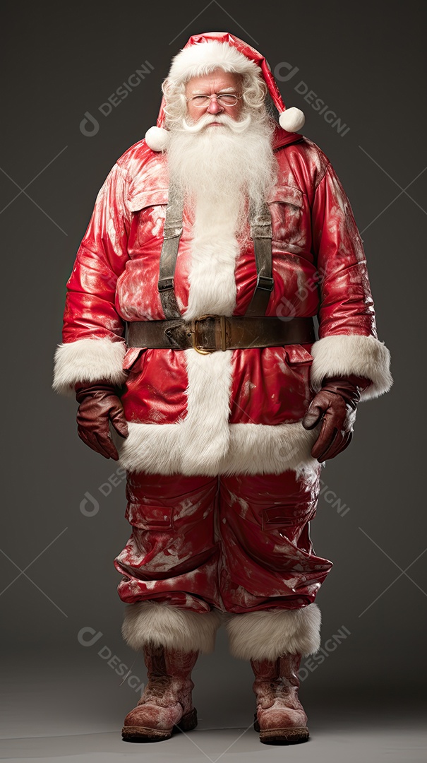 Um Papai Noel engraçado divertido e estranho fazendo uma careta