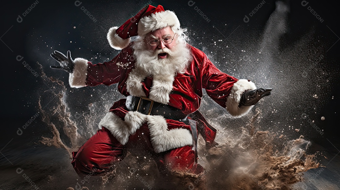 Um Papai Noel engraçado divertido e estranho fazendo uma careta