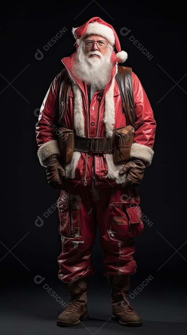 Um Papai Noel engraçado divertido e estranho fazendo uma careta