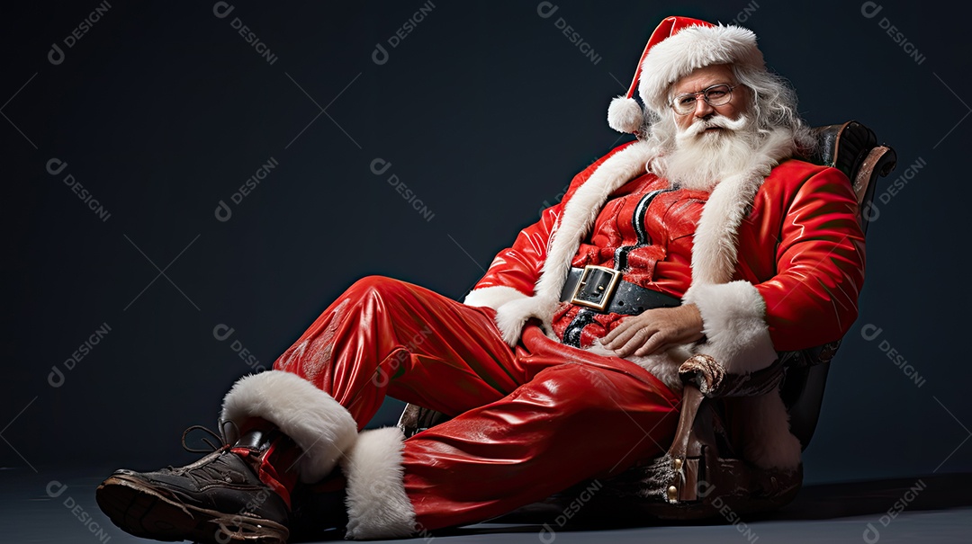 Um Papai Noel engraçado divertido e estranho fazendo uma careta