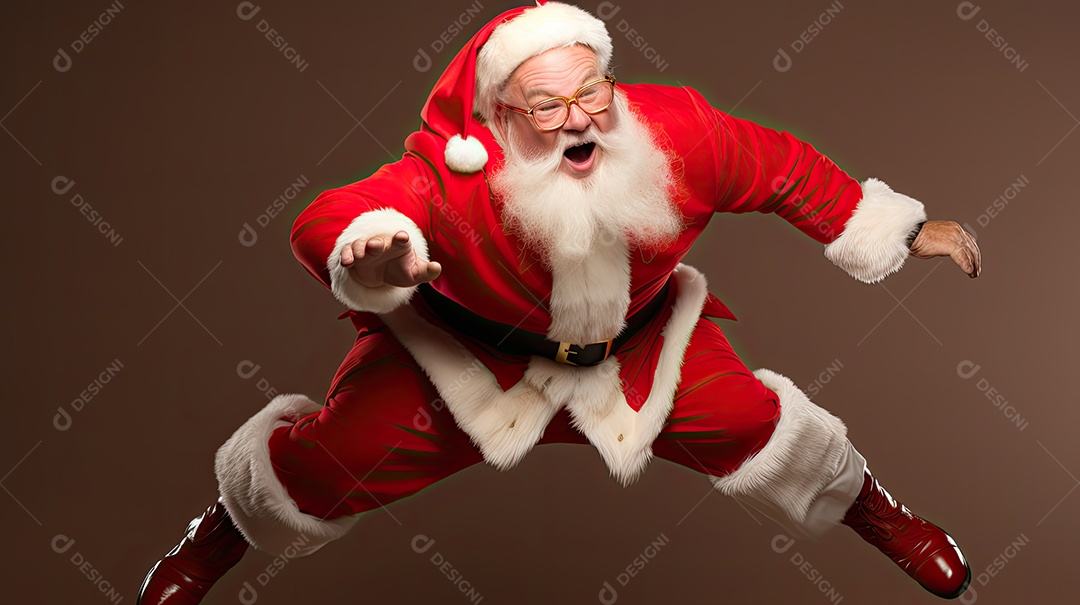 Um Papai Noel engraçado divertido e estranho fazendo uma careta