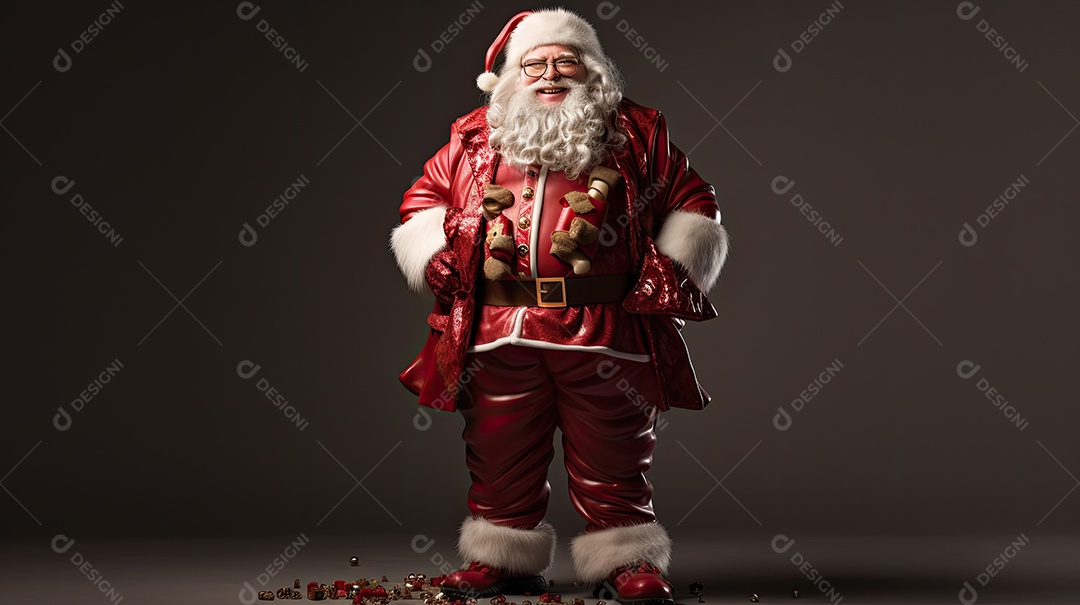 Um Papai Noel engraçado divertido e estranho fazendo uma careta