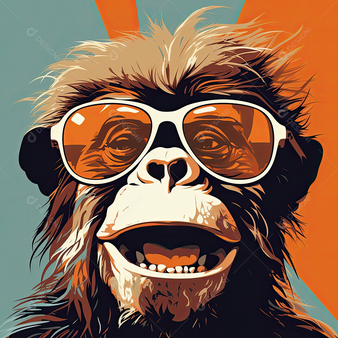 Um macaco engraçado divertido e estranho fazendo uma careta