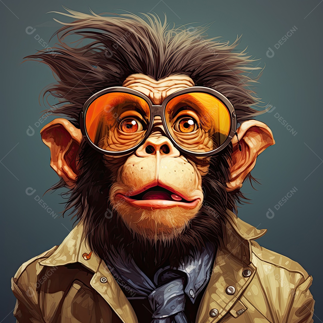 Um macaco engraçado divertido e estranho fazendo uma careta