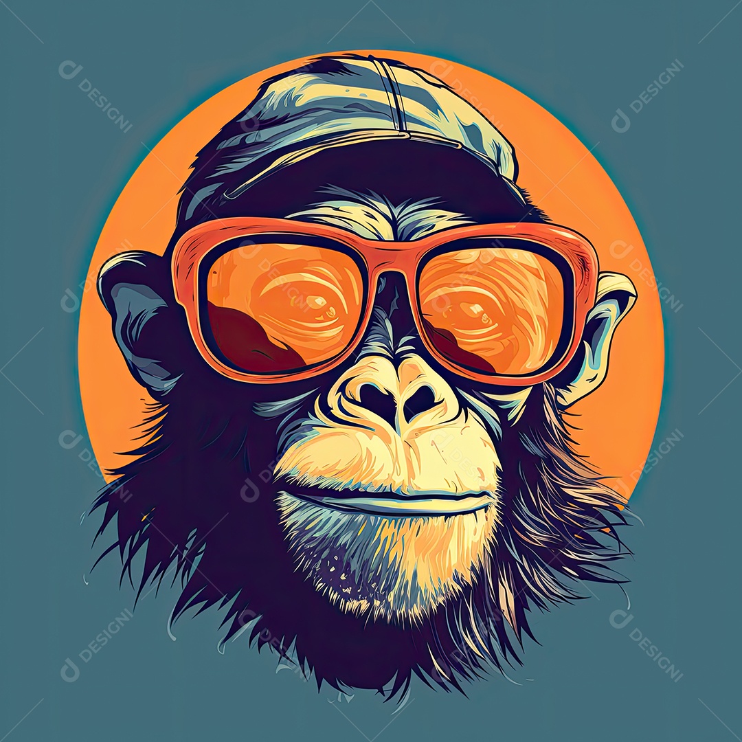 Um macaco engraçado divertido e estranho fazendo uma careta