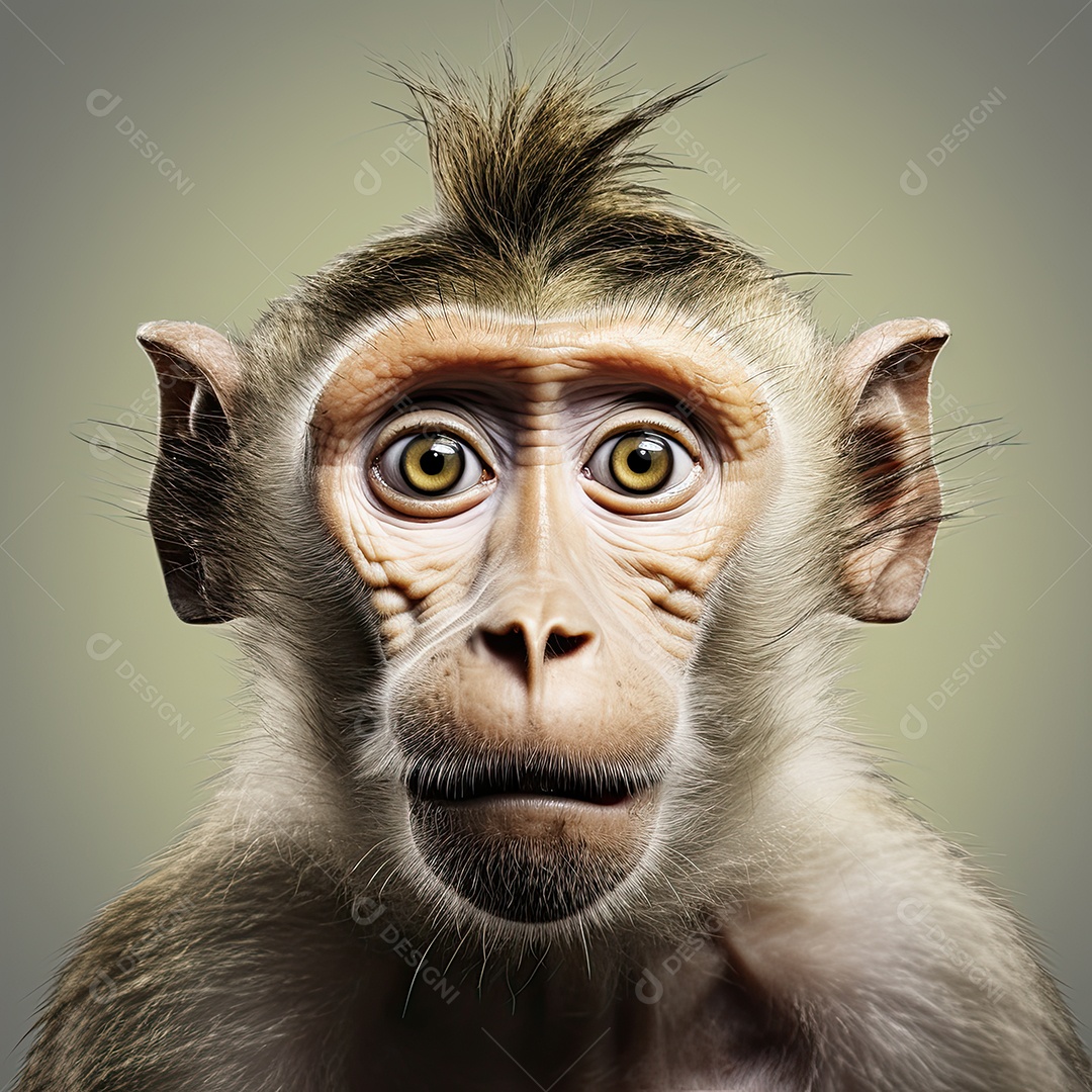Um macaco engraçado divertido e estranho fazendo uma careta