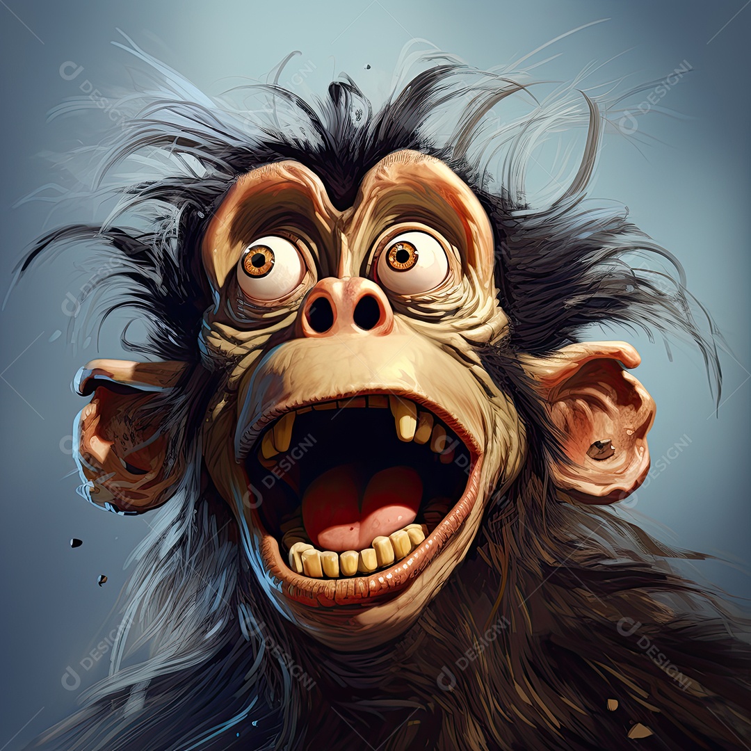 Um macaco engraçado divertido e estranho fazendo uma careta