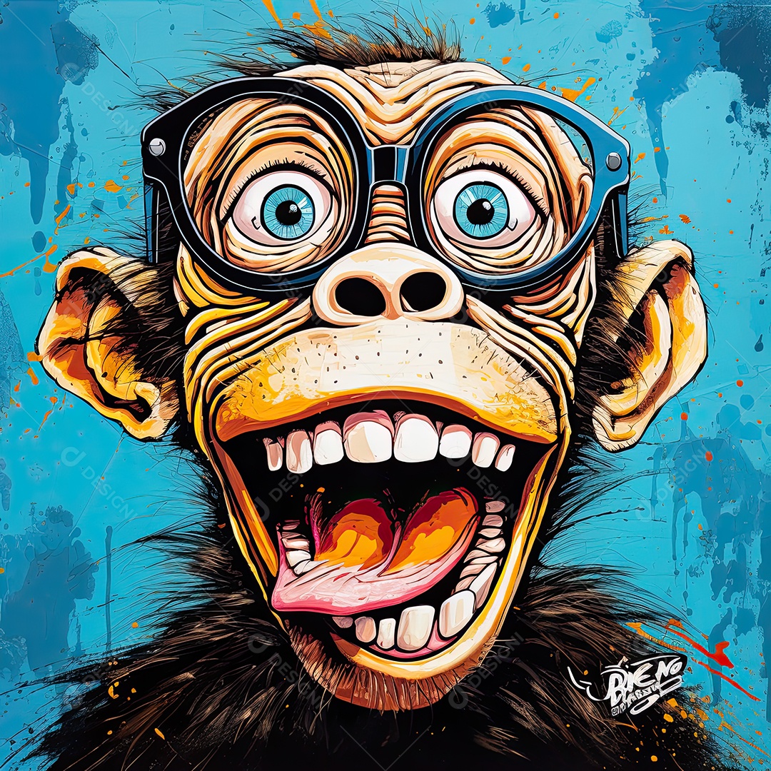 Um macaco engraçado divertido e estranho fazendo uma careta