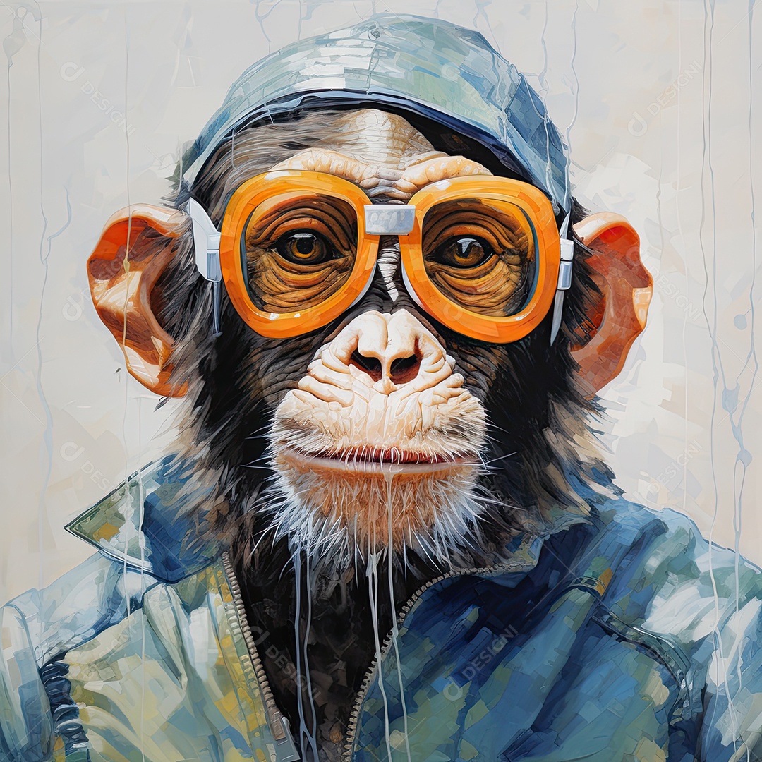 Um macaco engraçado divertido e estranho fazendo uma careta