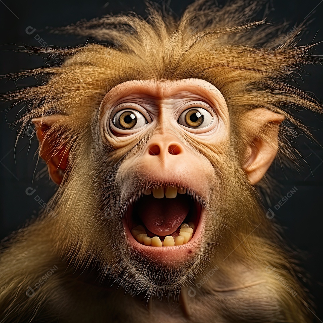 Um macaco engraçado divertido e estranho fazendo uma careta