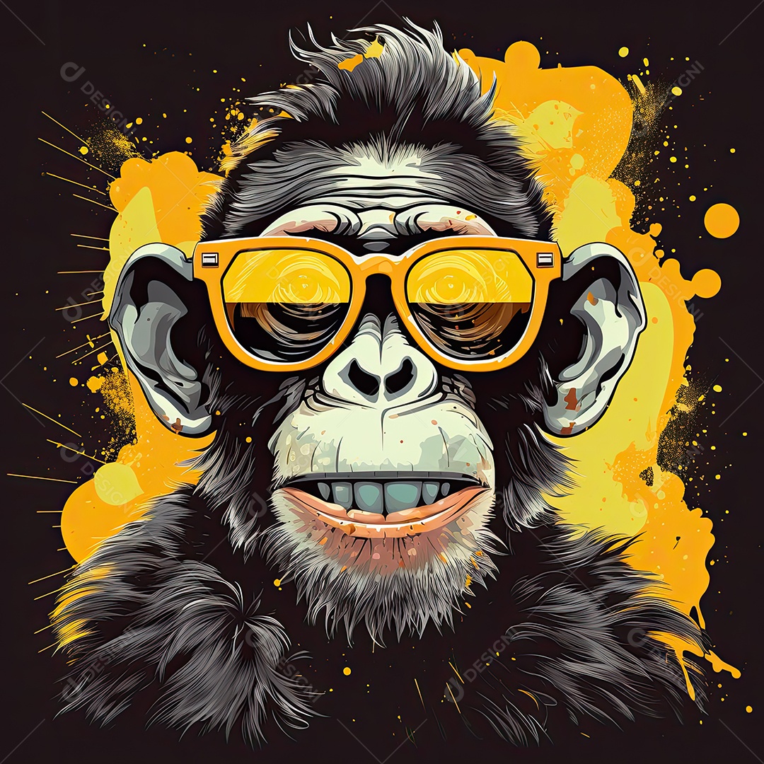 Um macaco engraçado divertido e estranho fazendo uma careta