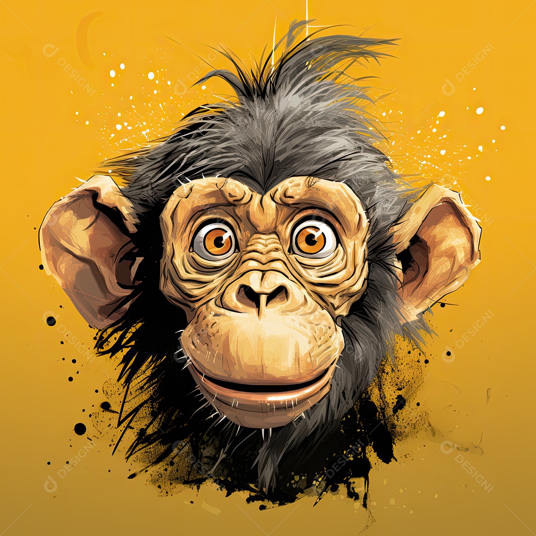 Um macaco engraçado divertido e estranho fazendo uma careta