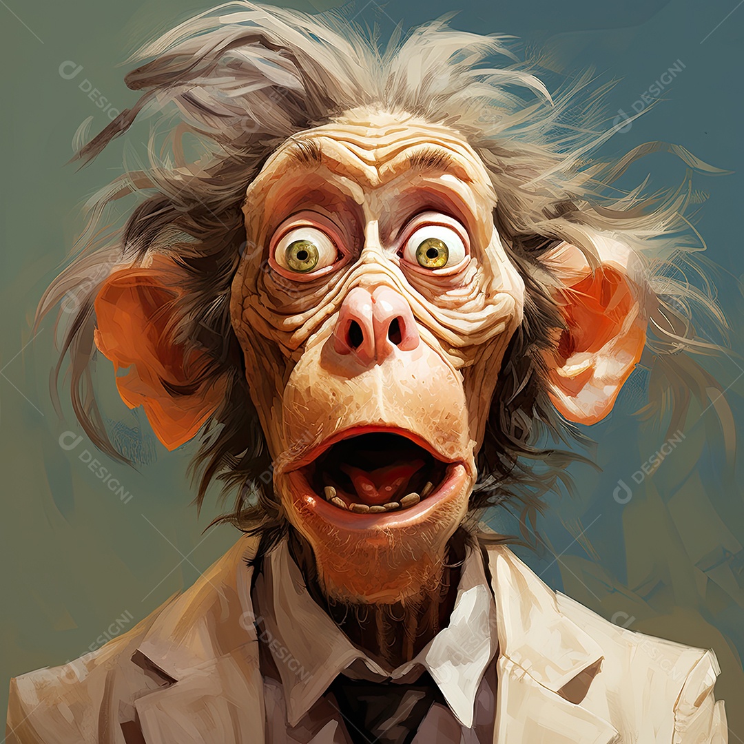 Um macaco engraçado divertido e estranho fazendo uma careta