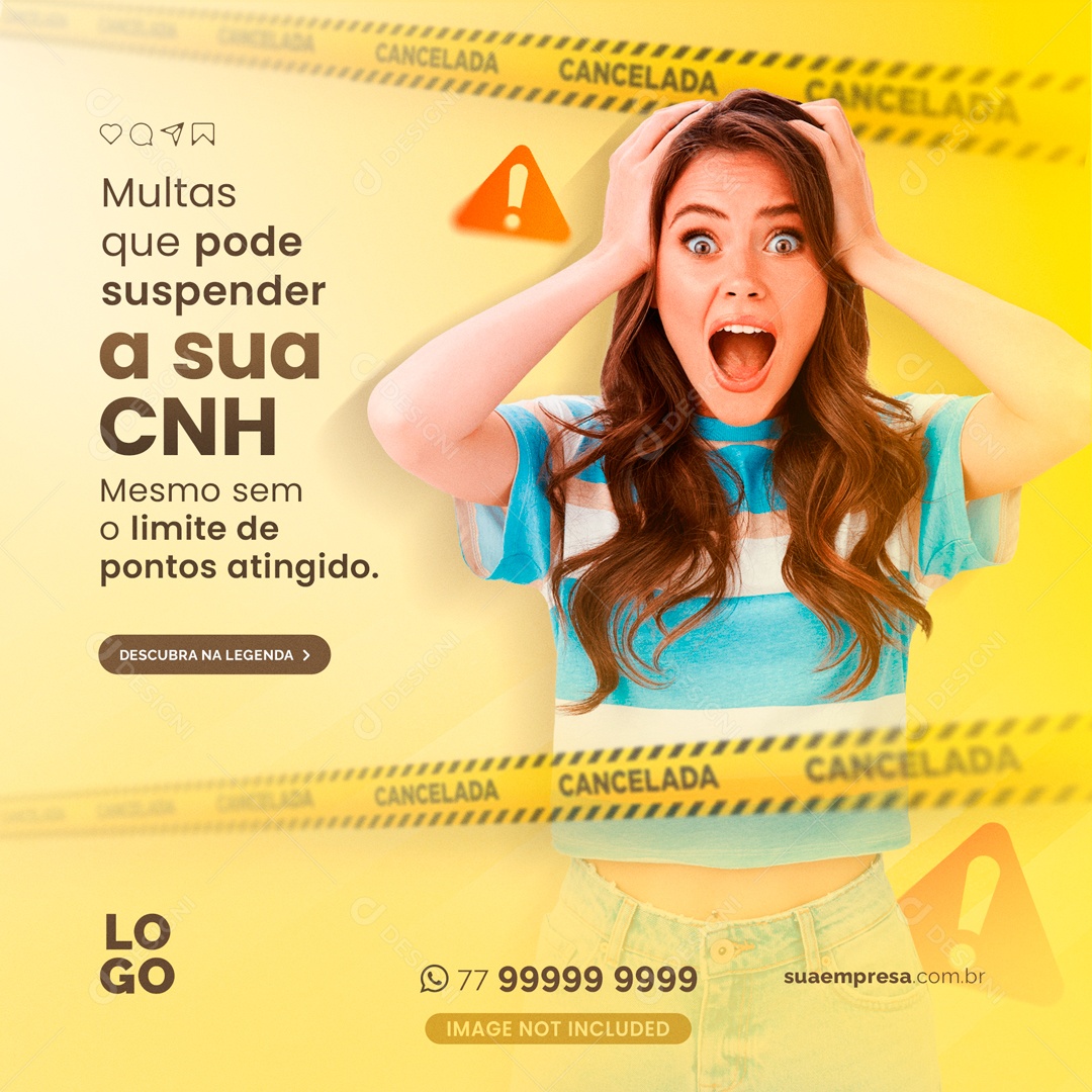 Social Media Pode Suspender a Sua CNH PSD Editável