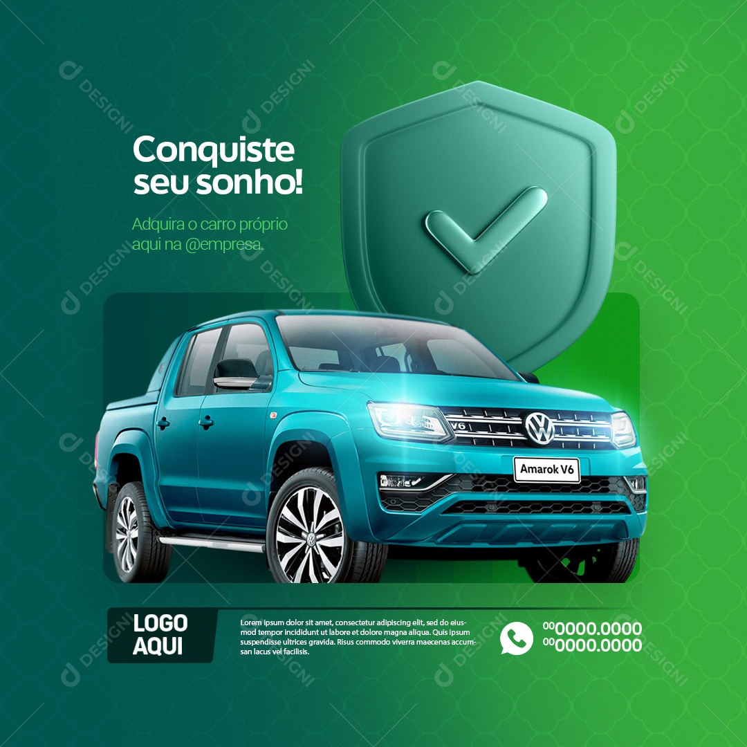 Empréstimo Consignado Conquiste seu Sonho Adquira o Carro Próprio Aqui Social Media PSD Editável