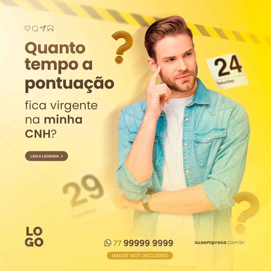 Pontuação Fica Virgente Na Minha CNH Social Media PSD Editável