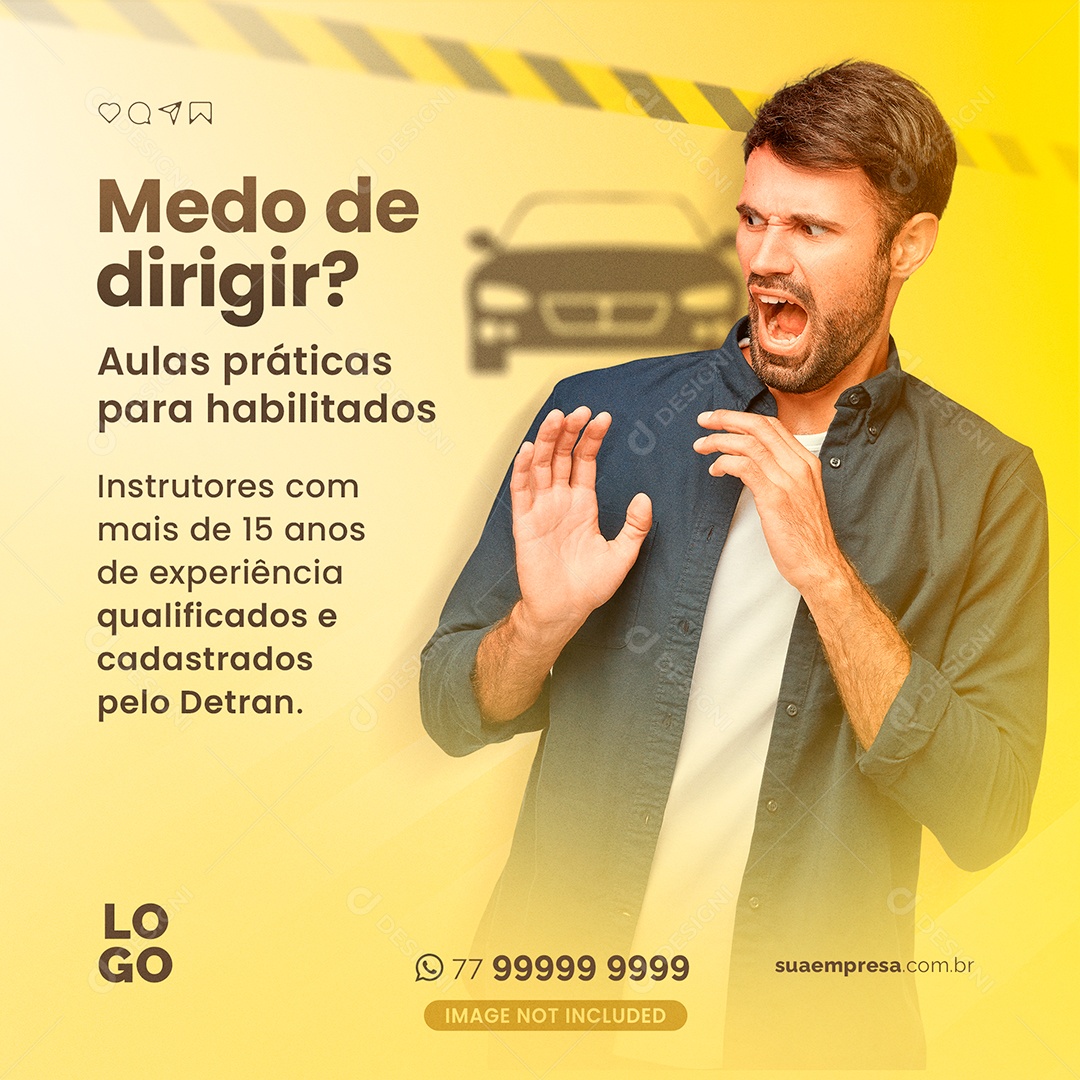 Medo De Dirigir Aulas Práticas CNH Social Media PSD Editável