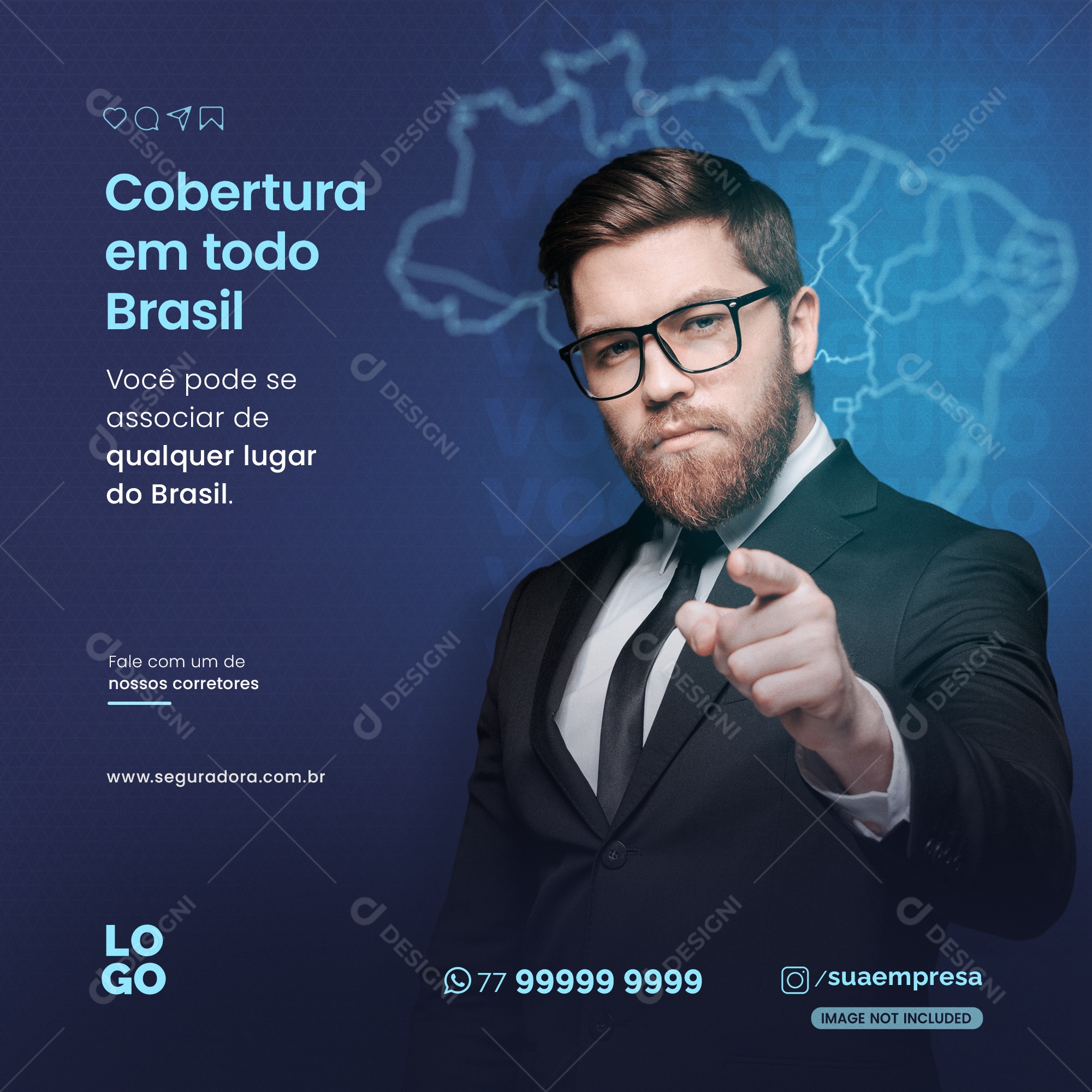Social Media Cobertura em Todo Brasil Nossos Corretores PSD Editável