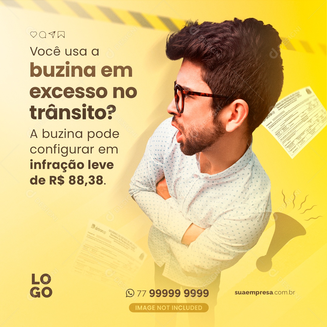 Social Media Buzina em Excesso No Trânsito PSD Editável