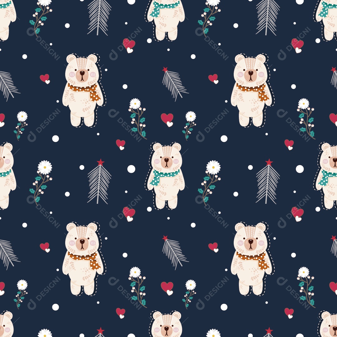 Padrão de Urso Personagem Ilustração Vetor EPS