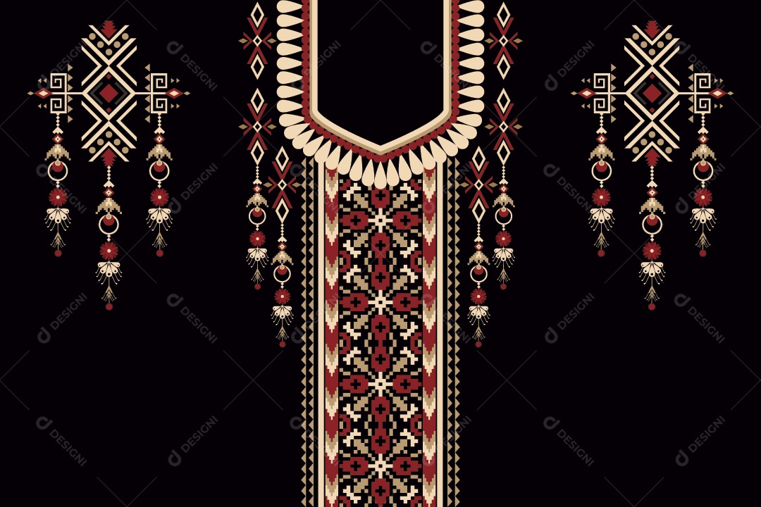 Colar Étnico Geométrico Ilustração Vetor EPS