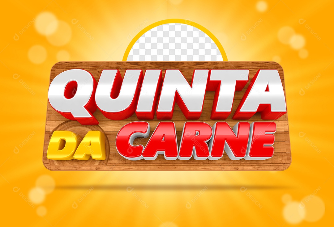 Quinta da Carne Selo 3D Dourado Vermelho para Composição PSD