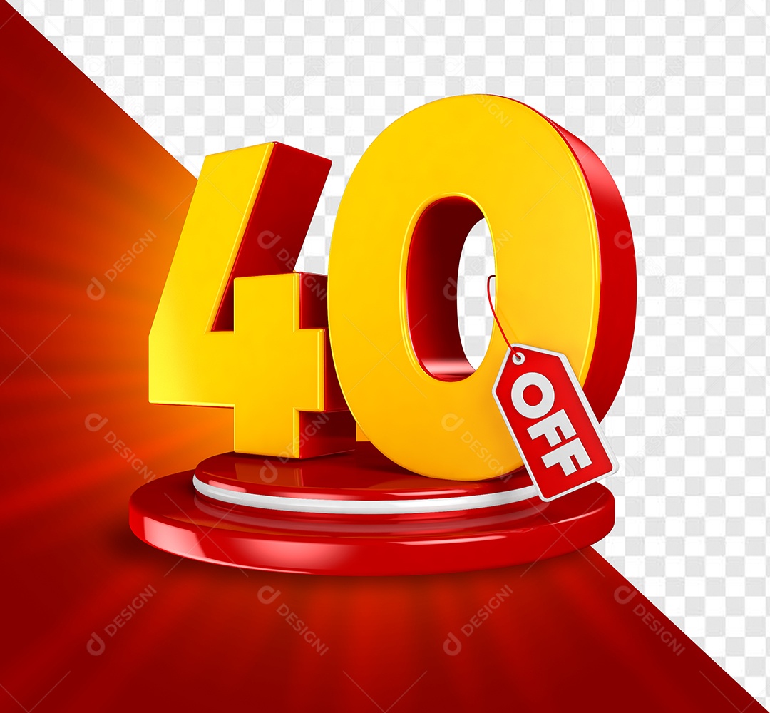 Elemento 3D 40 Off para Composição PSD