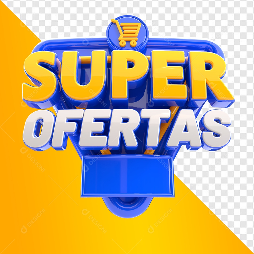Super Ofertas Selo 3D Branco Dourado para Composição PSD