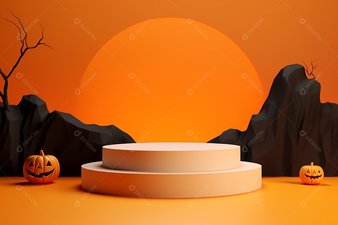 Cenário de pódio para halloween
