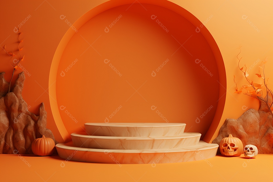 Cenário de pódio para halloween