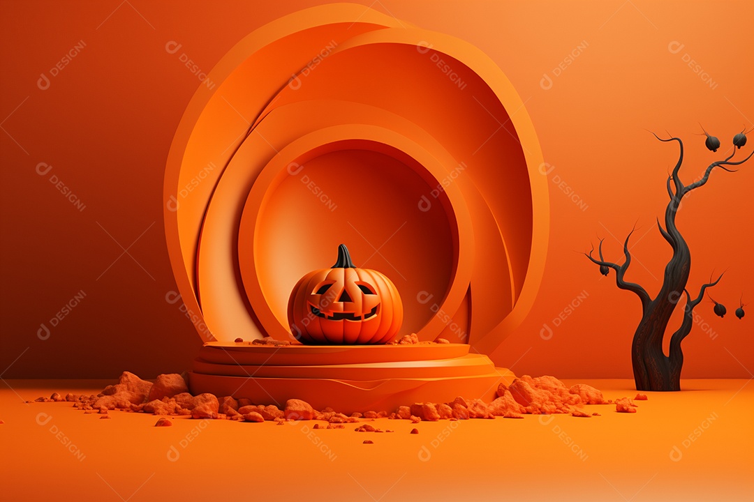 Cenário de pódio para halloween