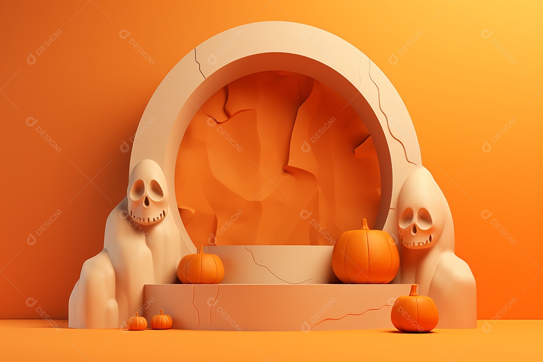 Cenário de pódio para halloween