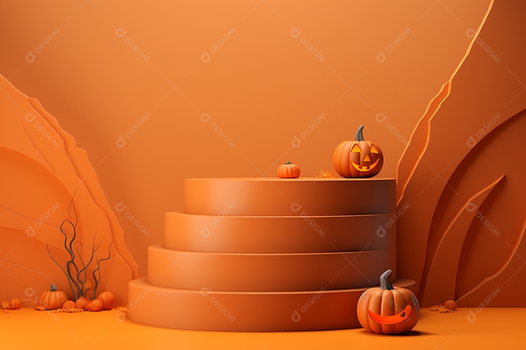 Cenário de pódio para halloween
