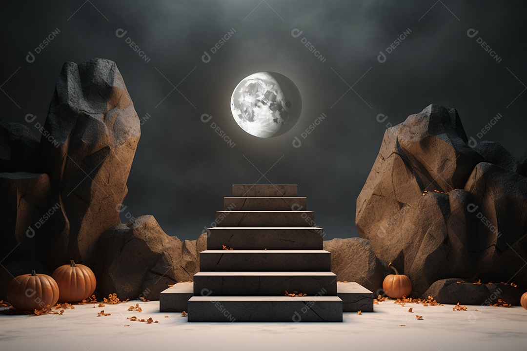 Cenário de pódio para halloween
