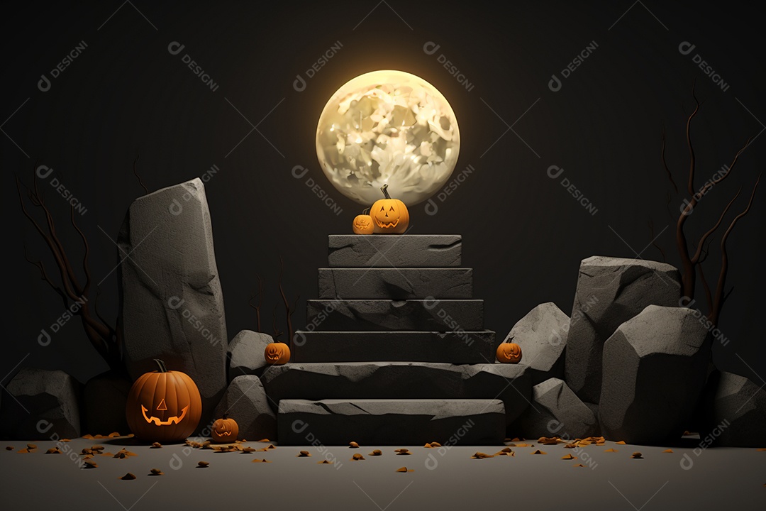 Cenário de pódio para halloween