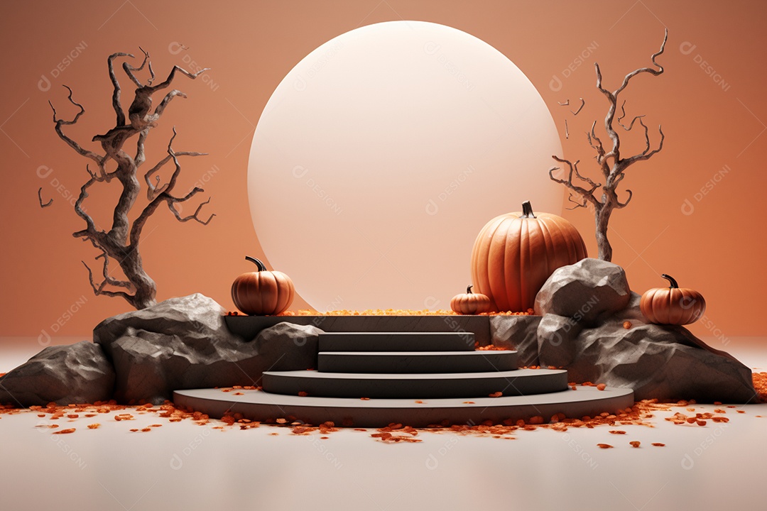 Cenário de pódio para halloween