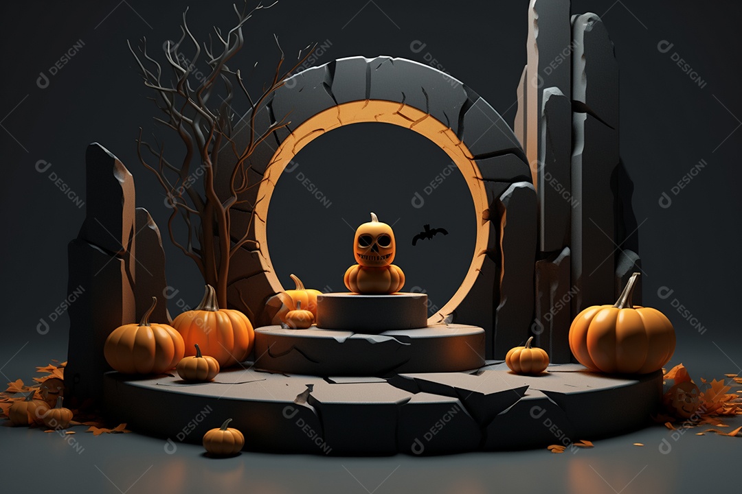 Cenário de pódio para halloween