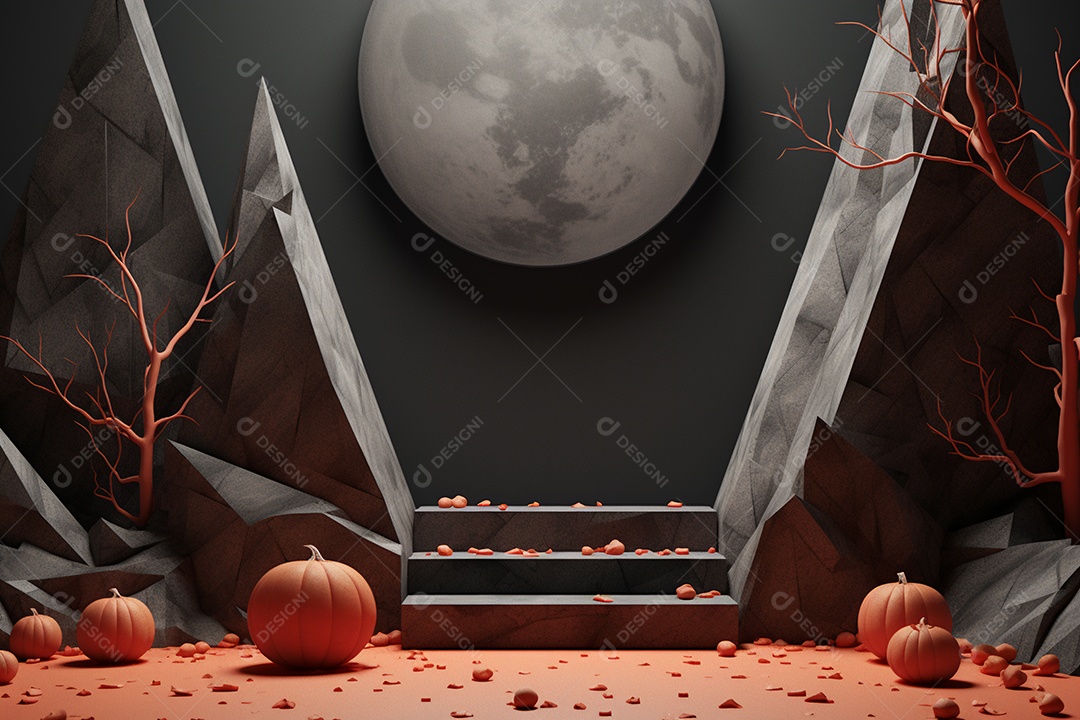 Cenário de pódio para halloween