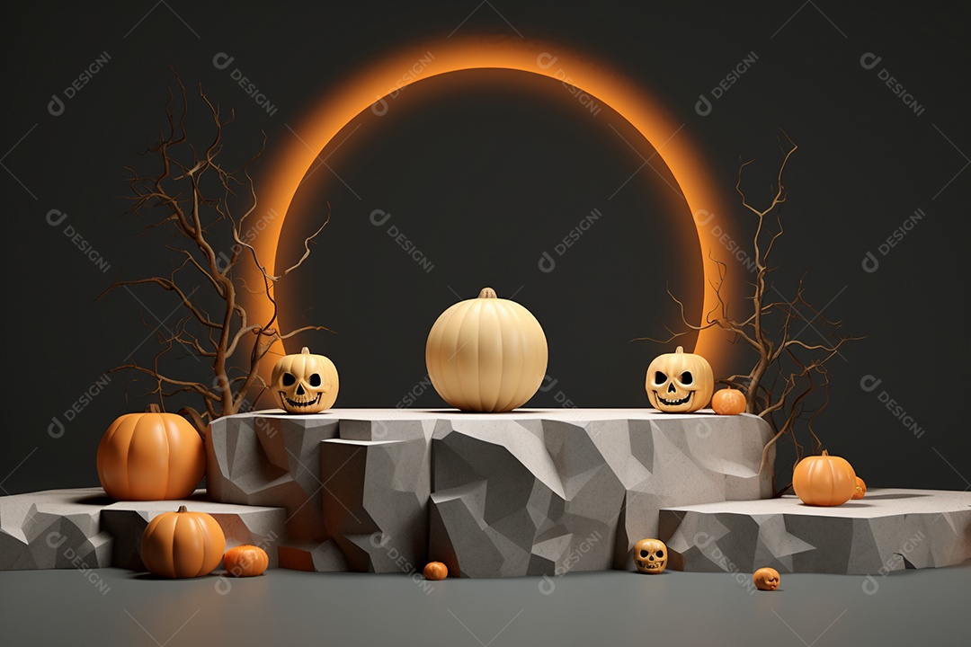 Cenário de pódio para halloween