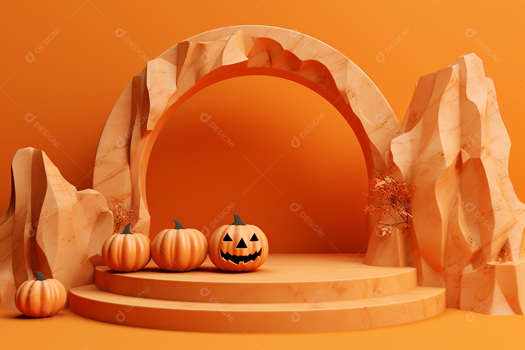 Cenário de pódio para halloween