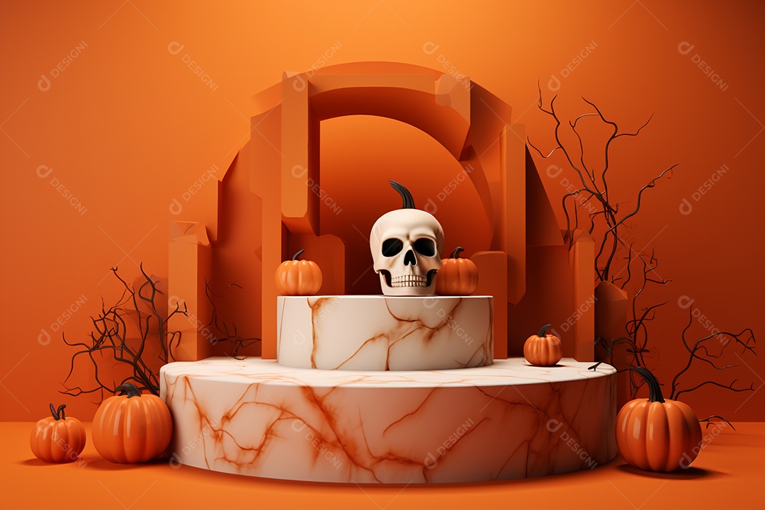 Cenário de pódio para halloween