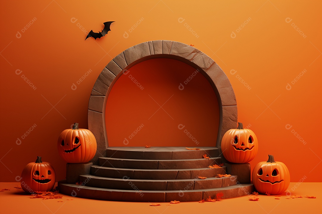 Cenário de pódio para halloween