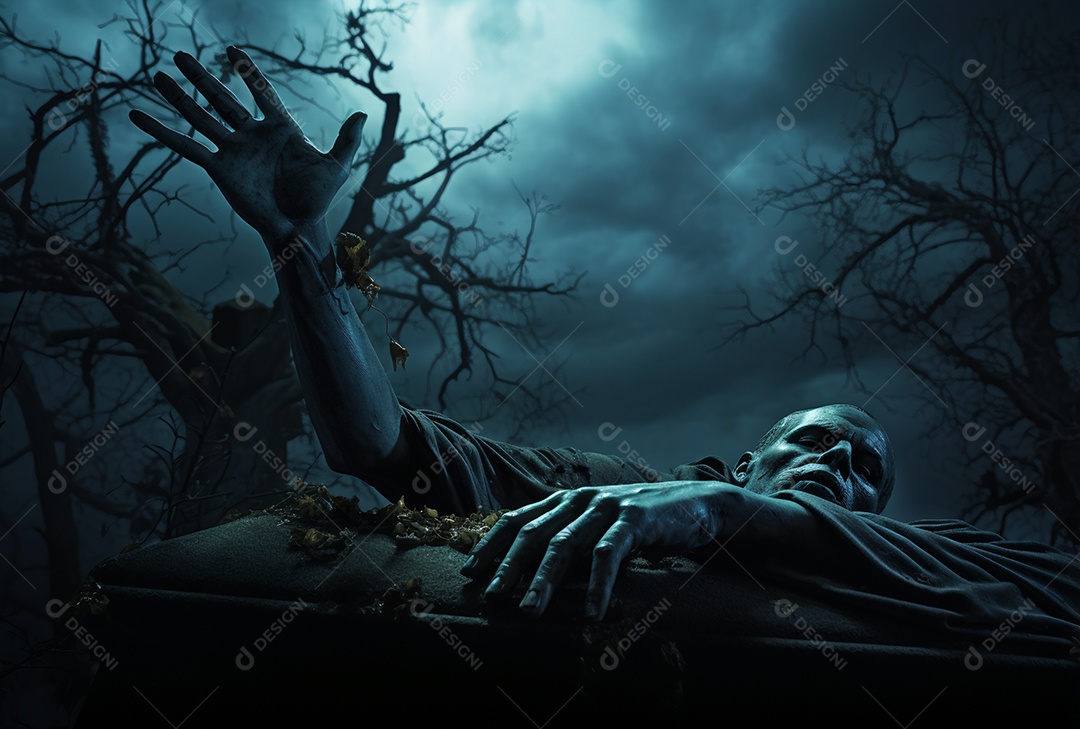 Zombie saindo da terra conceito halloween