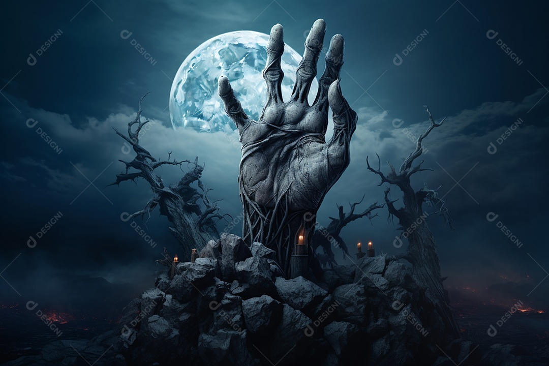 Zombie saindo da terra conceito halloween