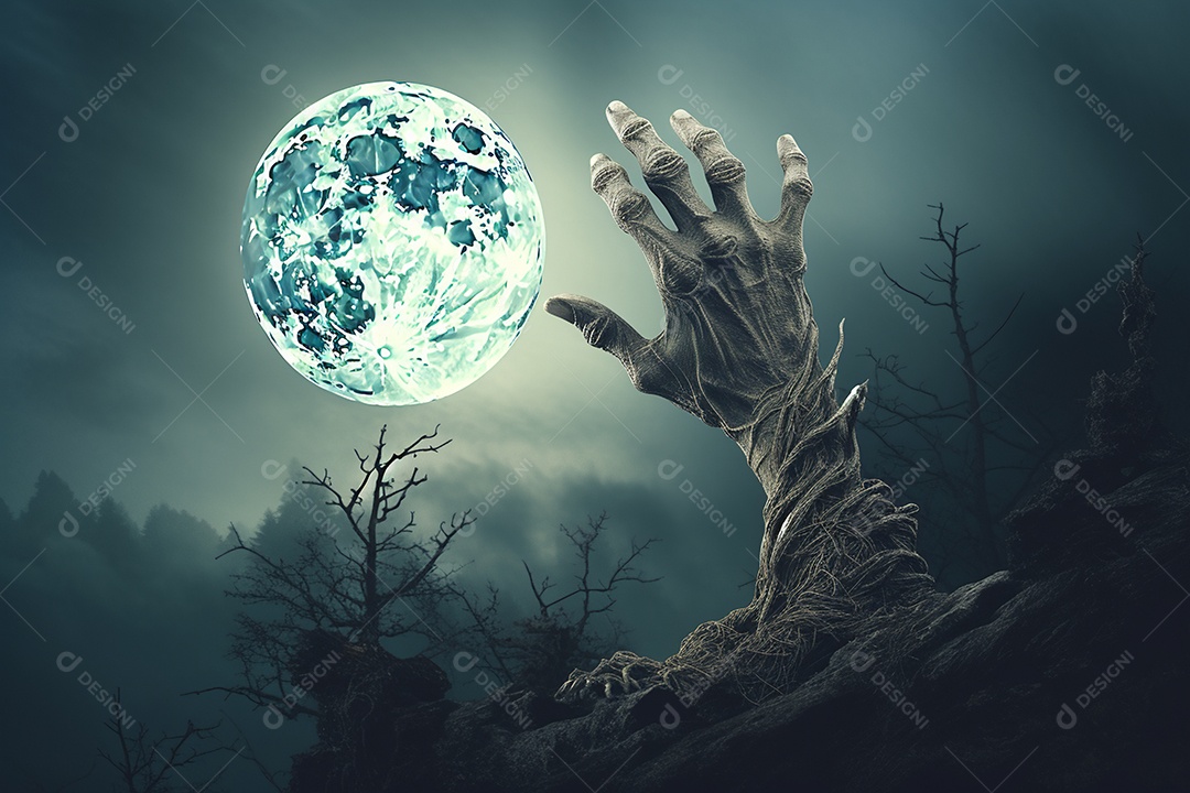 Zombie saindo da terra conceito halloween